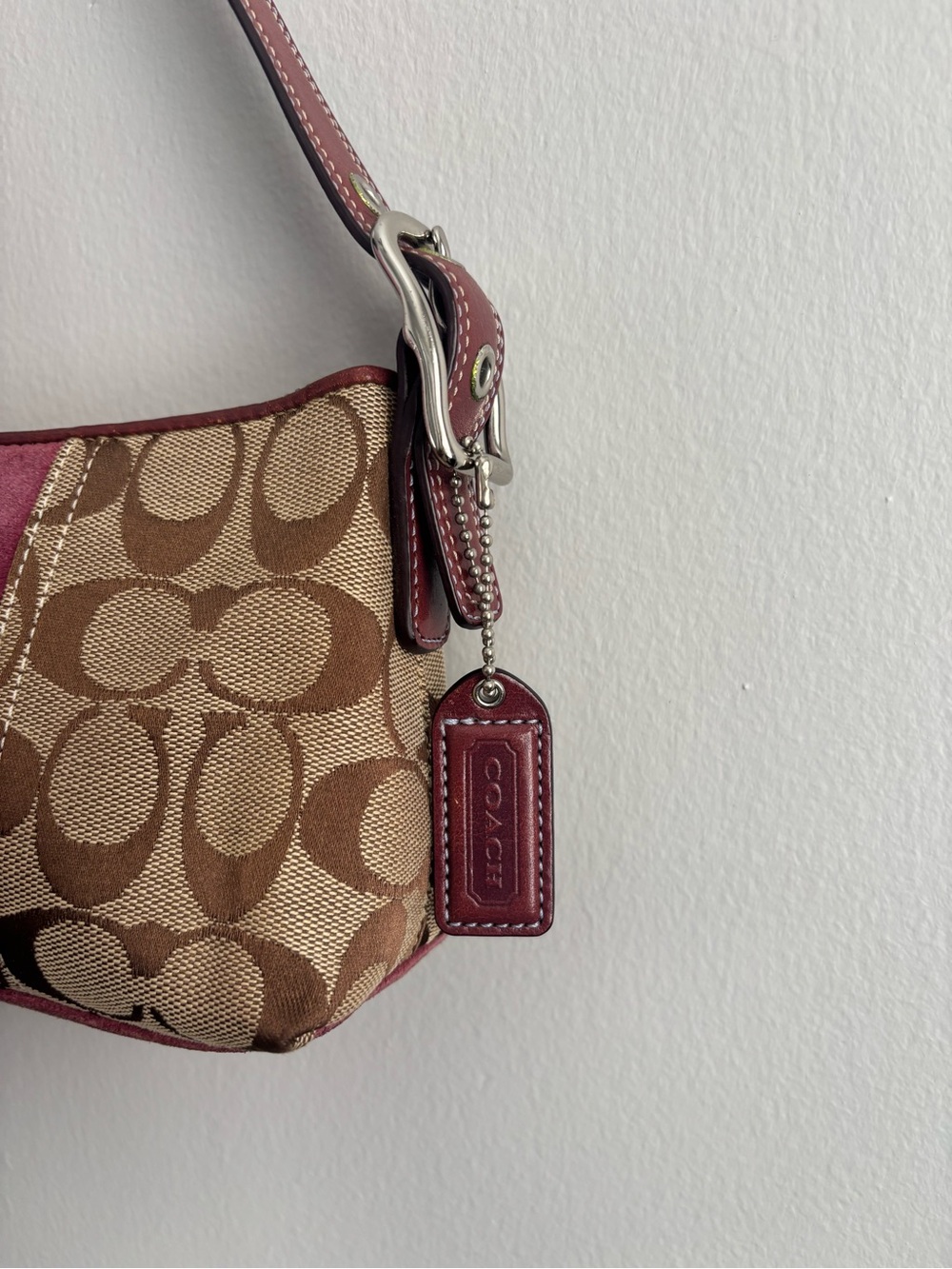 Coach Y2K Vintage Plum Stripe Signature Monogram Baguette Shoulder Bag - Picture 3 of 9